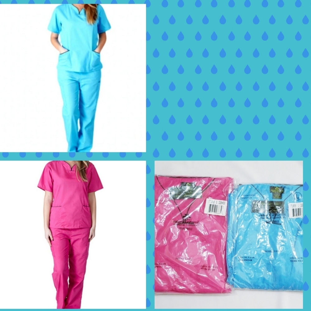 Contrast Scallop scrub sets sz large  NWT